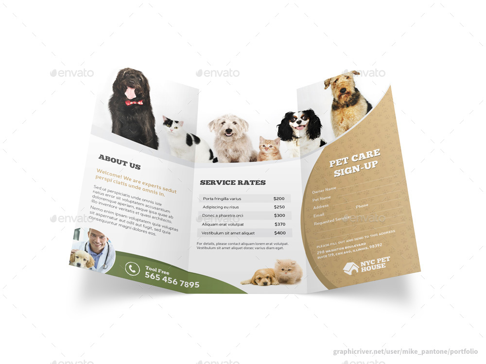 Pet And Animal Care Trifold Brochure, Print Templates | GraphicRiver